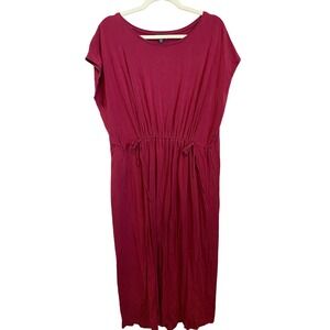 Eileen Fisher Raspberry Pink Tencel Lyocell Drawstring Maxi Dress Size 1X